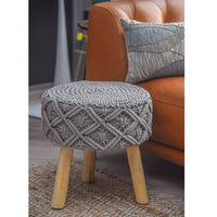 Grey Macrame stool - Sashaaworld