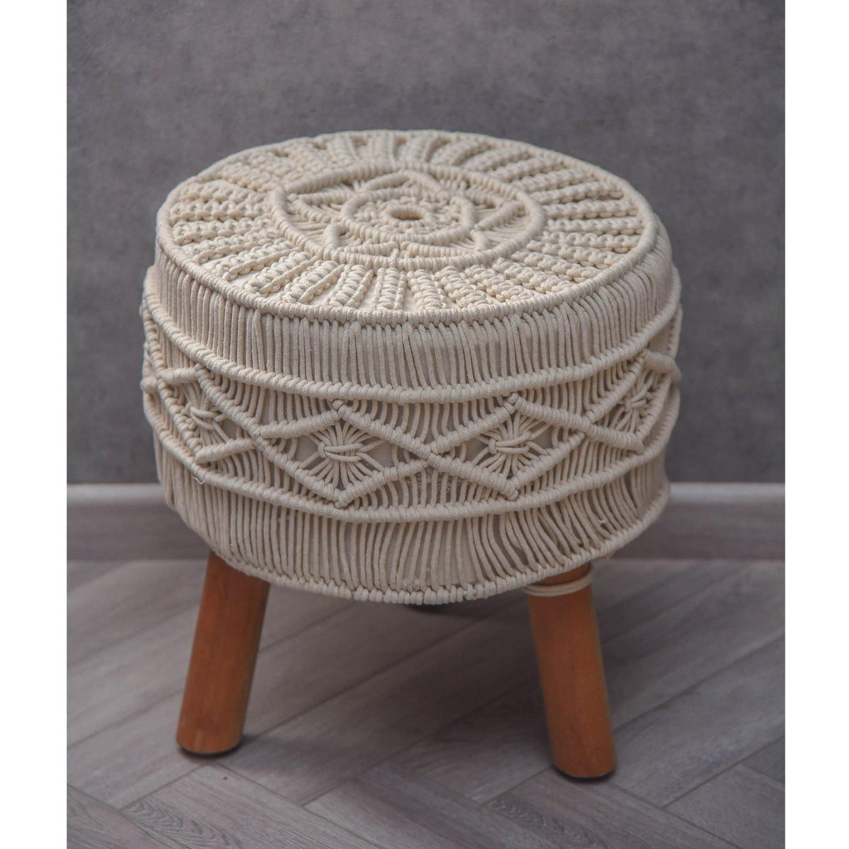 Natural Macrame Stool - Sashaaworld