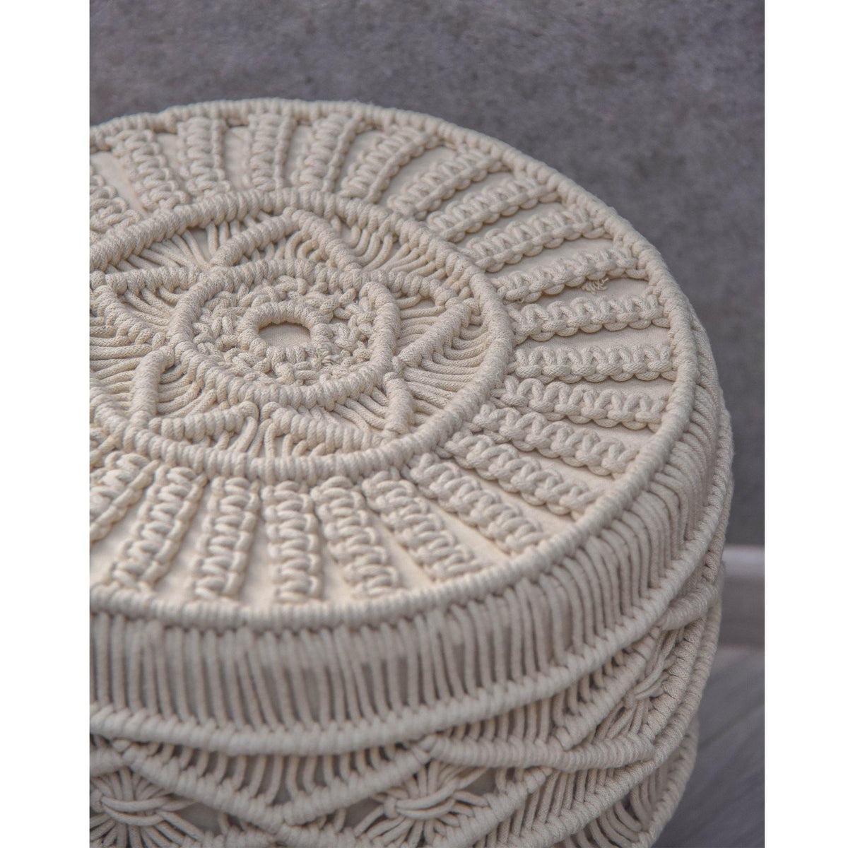 Natural Macrame Stool - Sashaaworld