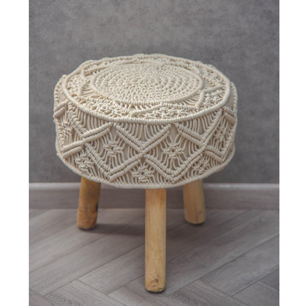 Natural Macramé Stool - Sashaaworld