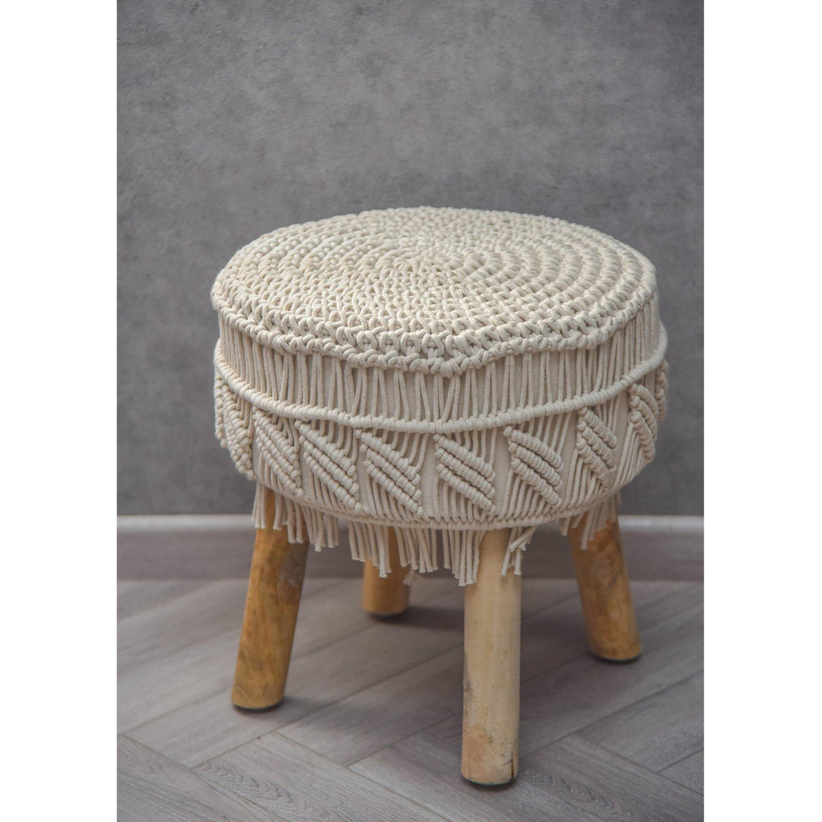 Natural Macramé Stool - Sashaaworld