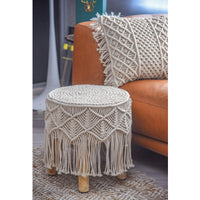 Macrame Stool Four legged - Sashaaworld