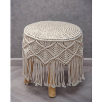 Macrame Stool Four legged - Sashaaworld