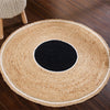 Sashaa Braided Jute Rug (Black circle and white border) - Sashaaworld