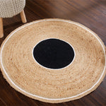 Sashaa Braided Jute Rug (Black circle and white border) - Sashaaworld