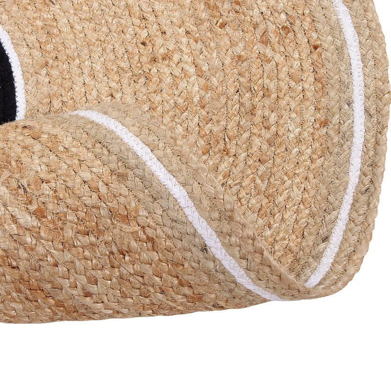 Sashaa Braided Jute Rug (Black circle and white border) - Sashaaworld