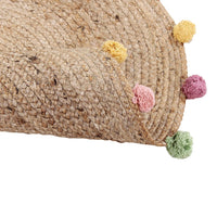 Round Jute Rug with Multi Colored Pompoms - Sashaaworld