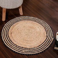 Sashaa Round Jute Rug with black border - Sashaaworld