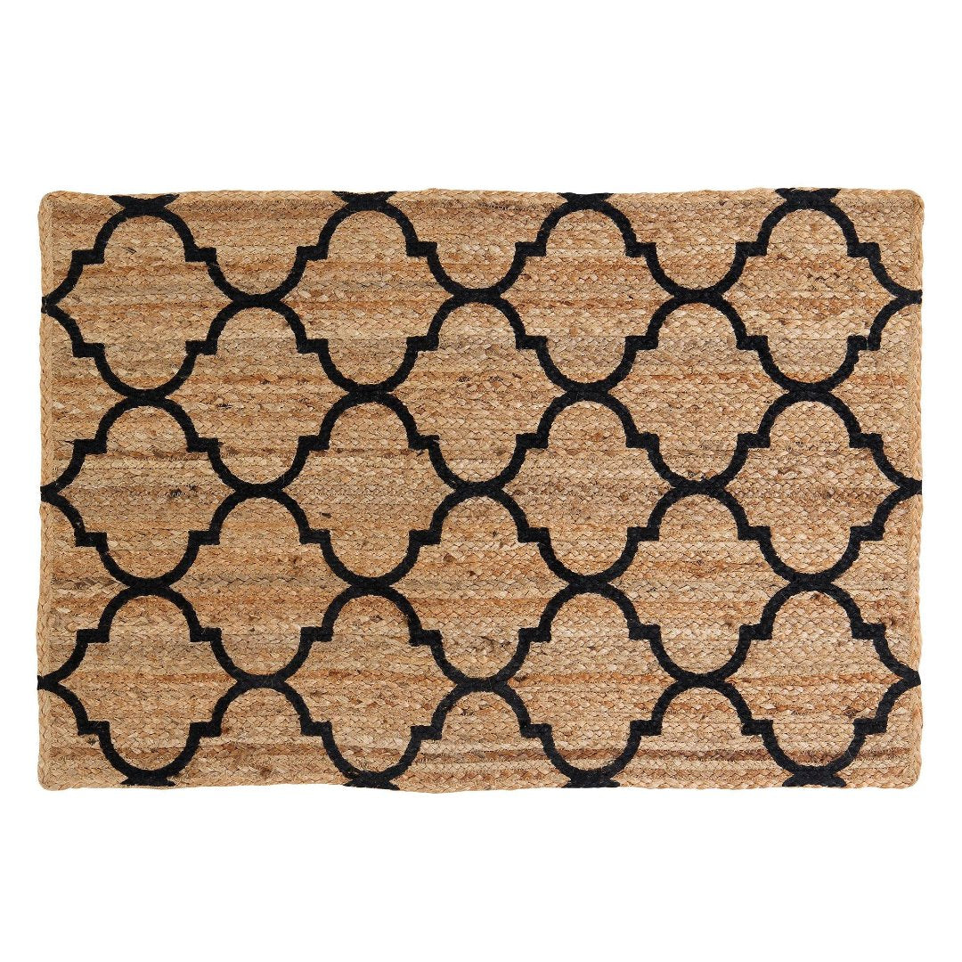 Sashaa Braided Jute Rug With Printing - Sashaaworld