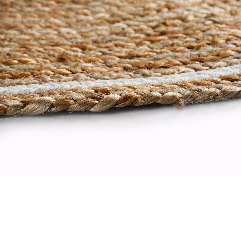 Sashaa Jute Round Braided Rug with White border - Sashaaworld