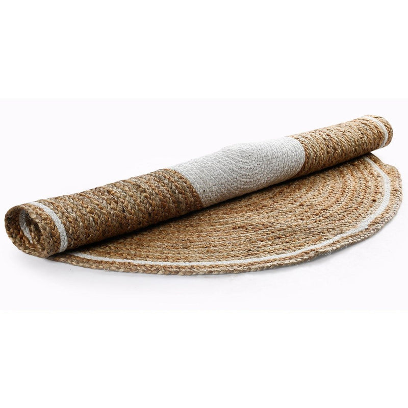 Sashaa Jute Round Braided Rug with White border - Sashaaworld