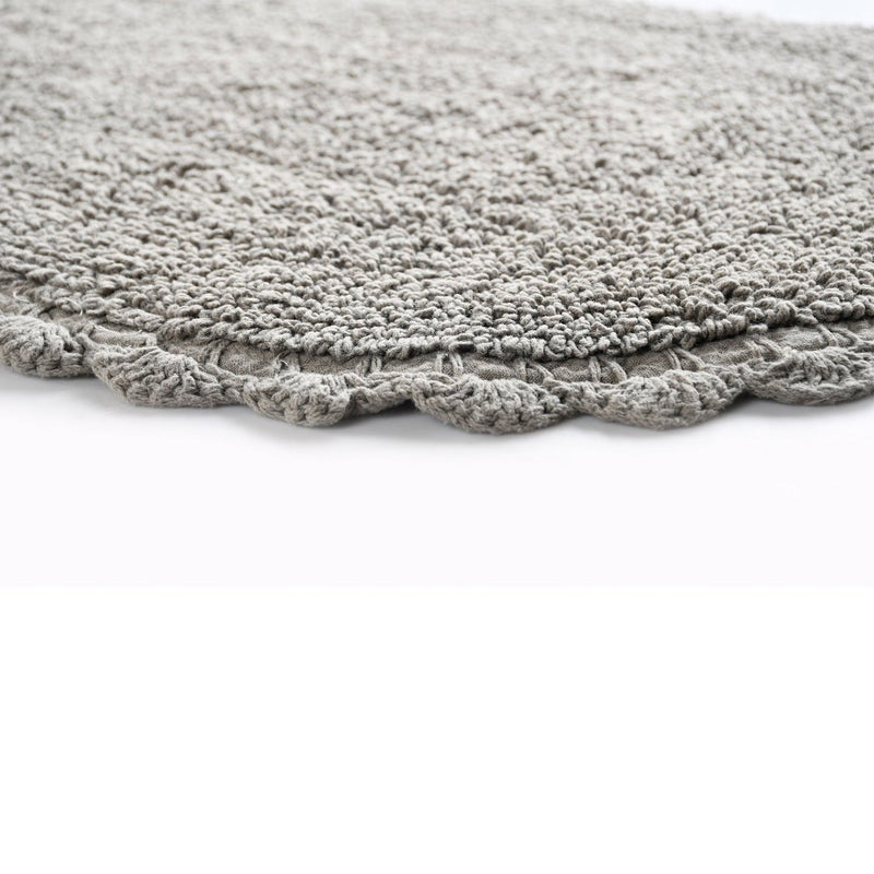 Reversible Oval Shaped Bathroom Rug- Grey