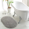Reversible Oval Shaped Bathroom Rug- Grey