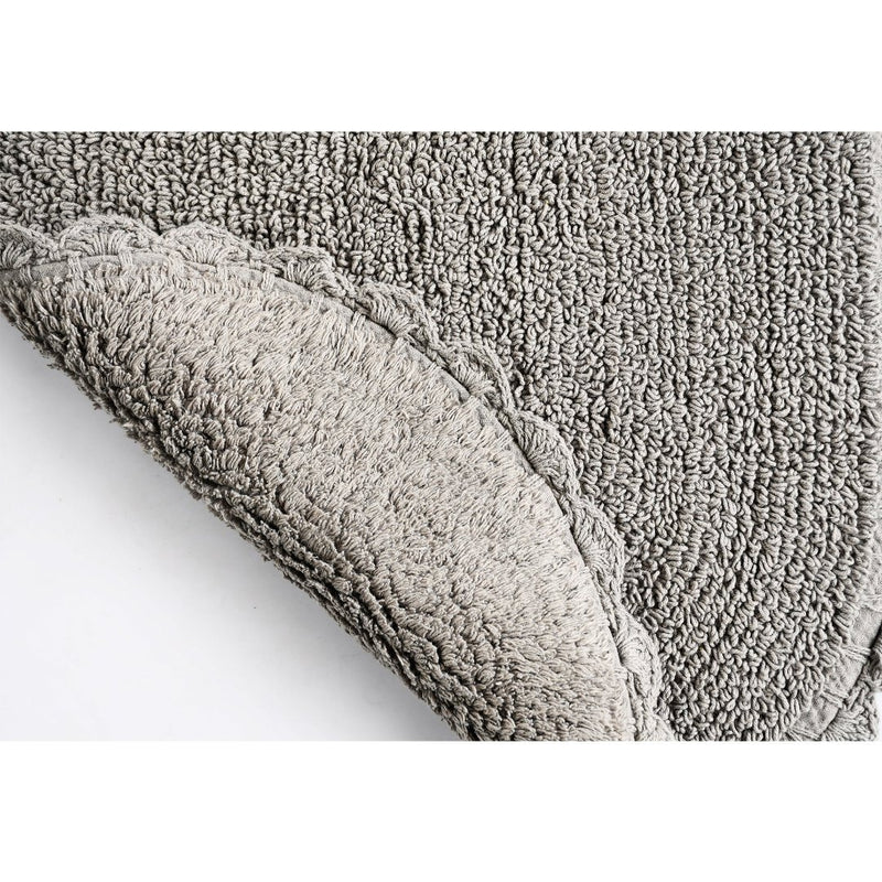 Reversible Oval Shaped Bathroom Rug- Grey