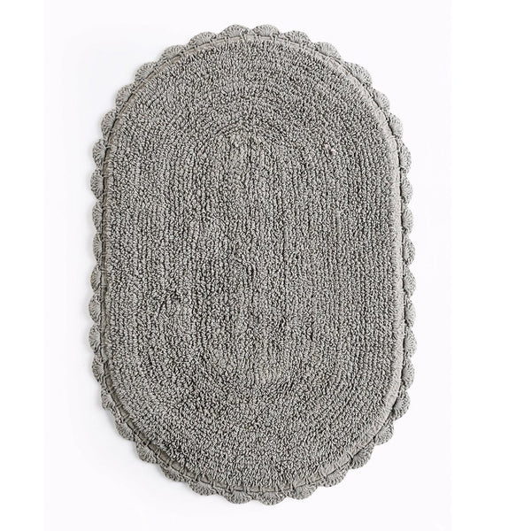 Reversible Oval Shaped Bathroom Rug- Grey - sashaaworld