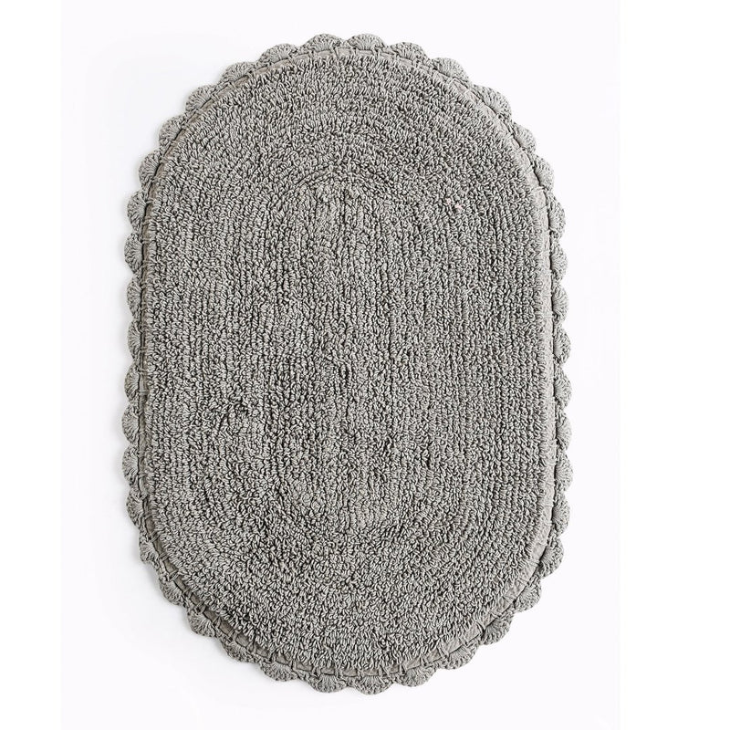 Reversible Oval Shaped Bathroom Rug- Grey