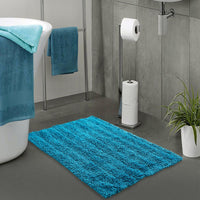 Blue Tufted striped Bathroom Rug pack of 2 - Sashaaworld