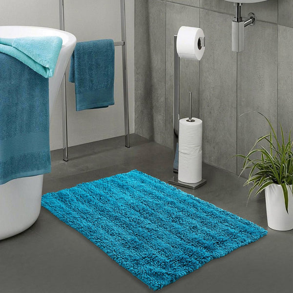 Blue Tufted striped Bathroom Rug pack of 2 - Sashaaworld