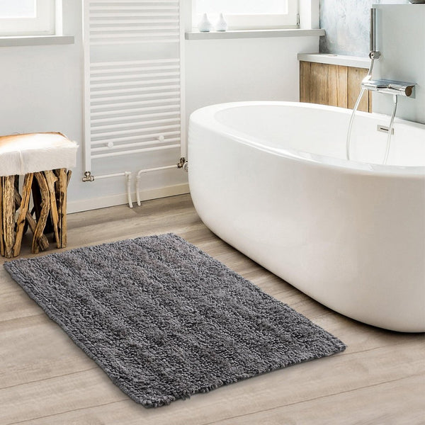  Charcoal Tufted Striped Bathroom Rug Pack of 2