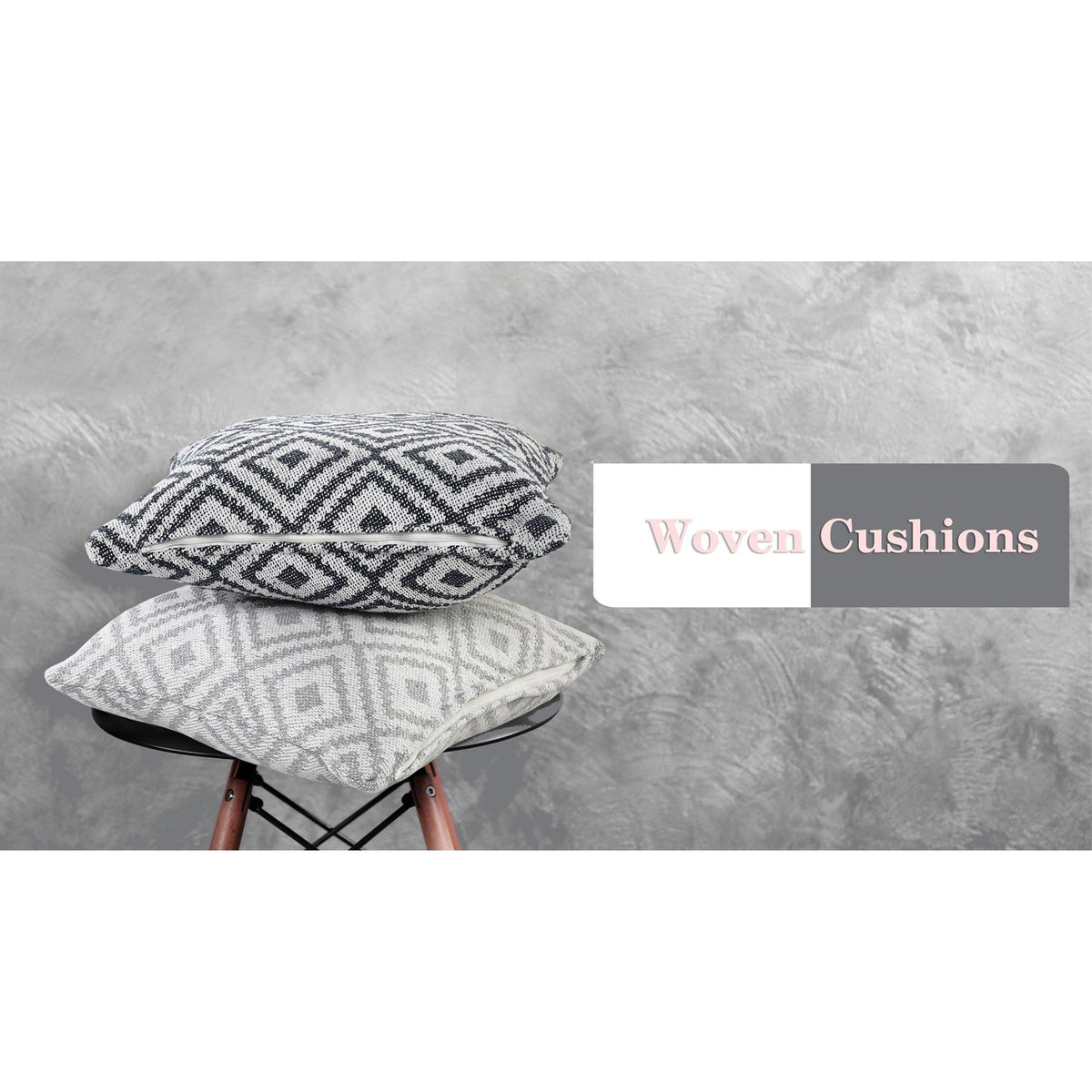 Diamond Woven Cushion in Grey - Sashaaworld