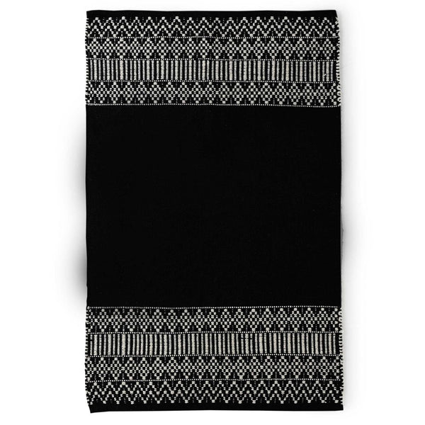 Woven Black & White Cotton Rug- Sashaaworld