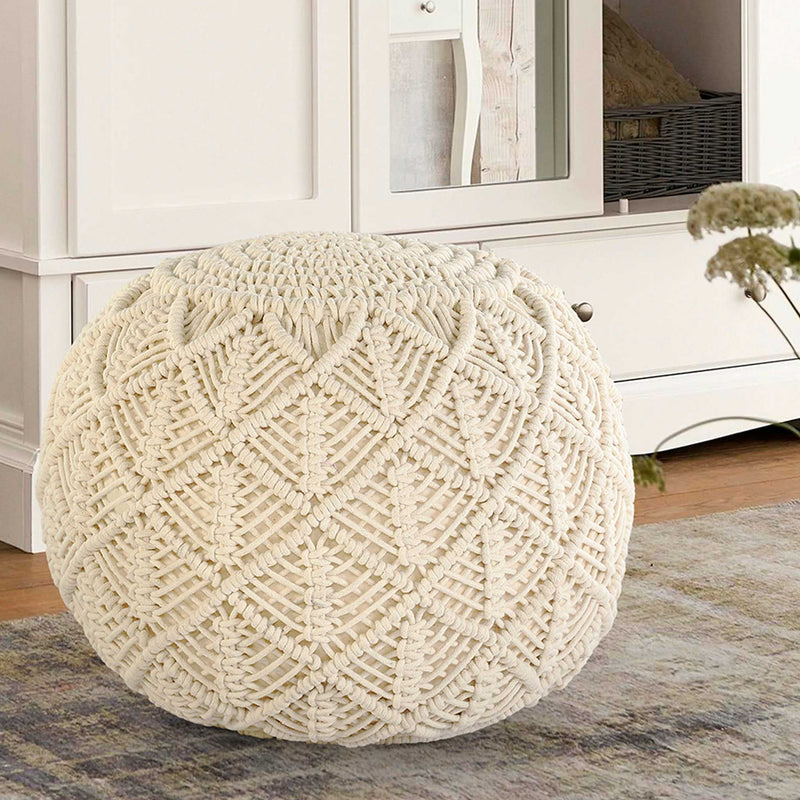 Macrame Pouf Natural