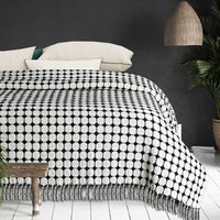 Cotton Printed Throw Bedcover Black & White