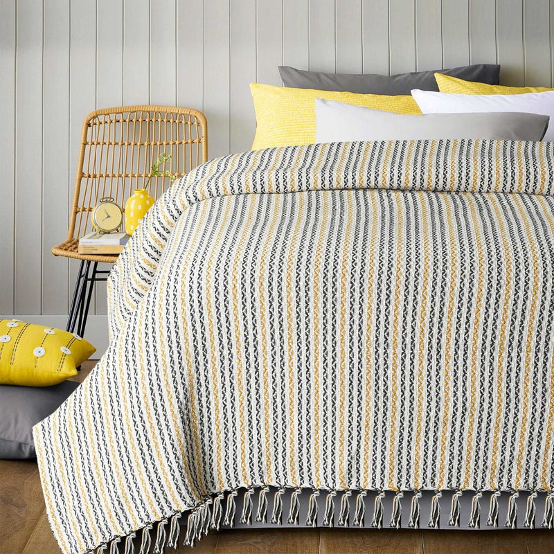 Cotton Throw Bedcover-  Multi Stripe
