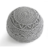 Macramé Pouf in Grey