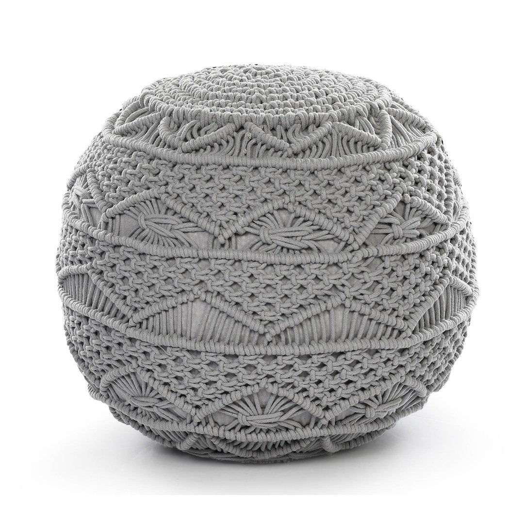 Macramé Pouf in Grey