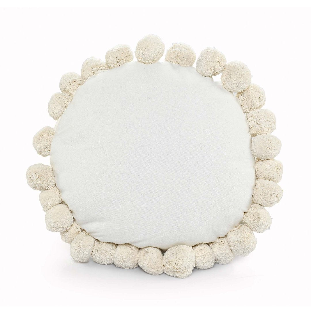 Round Pom Pom Cushion White - Sashaaworld