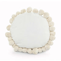 Round Pom Pom Cushion White - Sashaaworld