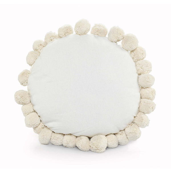 Round Pom Pom Cushion White - Sashaaworld