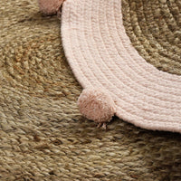 Jute and Cotton Rug with pompom edging(Reversible)