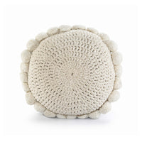 Crochet Pompom Round Cushion