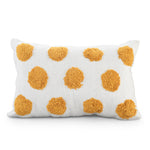 White Lumbar Cushion with Tufted Yellow Circles