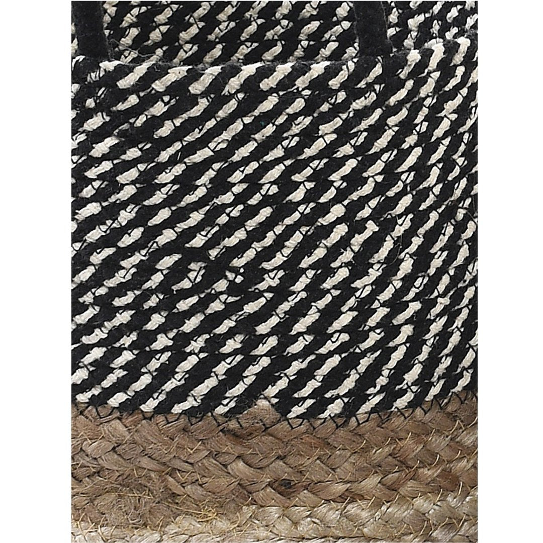 Jute & Cotton Basket Set of 3 Black - Sashaa World 