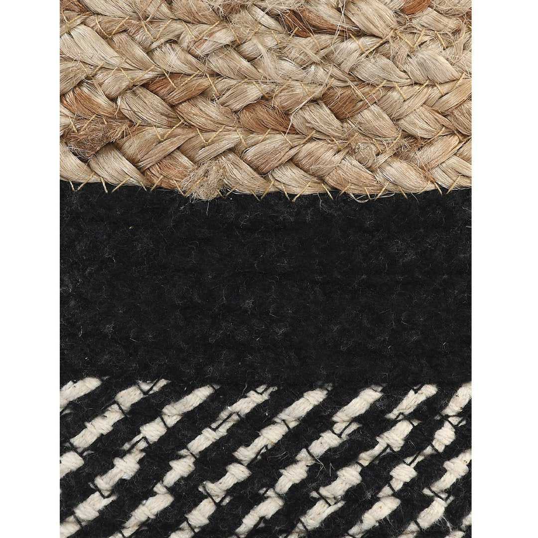 Jute & Cotton Basket Set of 3 Black - Sashaa World 
