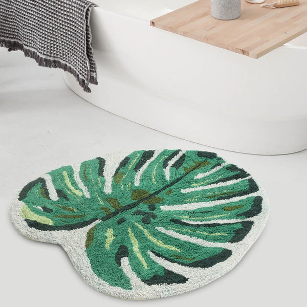 Palm Leaf Bath Mat Green - sashaaworld
