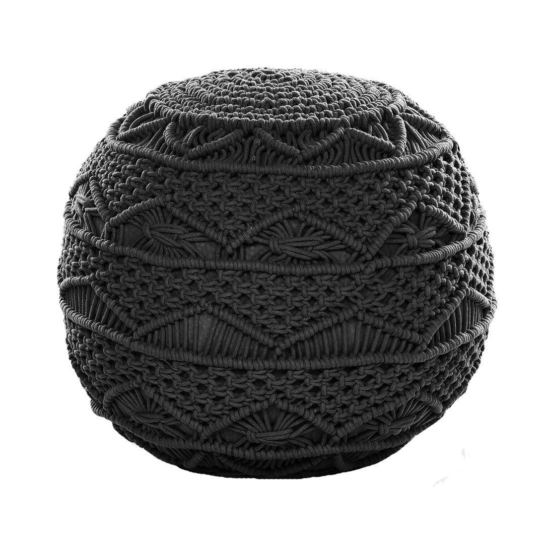 Macramé Pouf in Grey