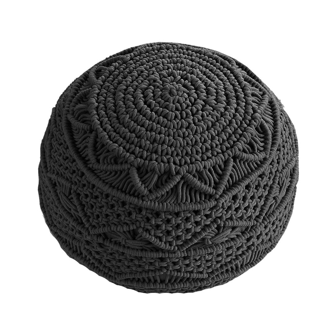 Macramé Pouf in Grey