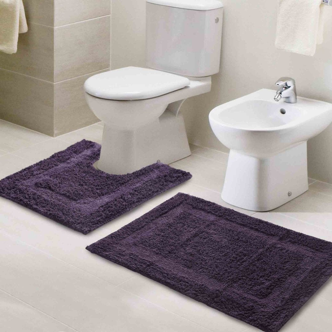 Pack of 2 Anti-skid Solid Bathmat and Contour set