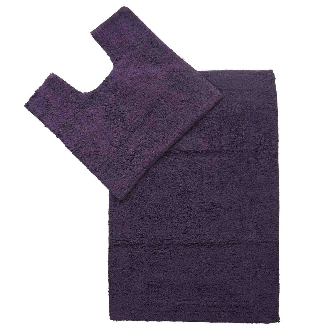 Pack of 2 Anti-skid Solid Bathmat and Contour set purple - Sashaaworld