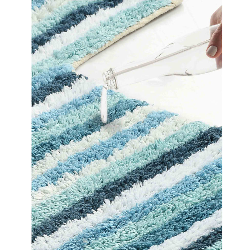 Pack of 2 Anti skid Striped Bathmat and Contour set