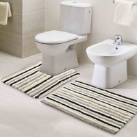 Pack of 2 Anti skid Striped Bathmat and Contour set