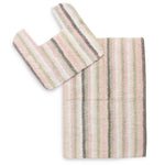 Pack of 2 Anti skid Striped Bathmat and Contour set