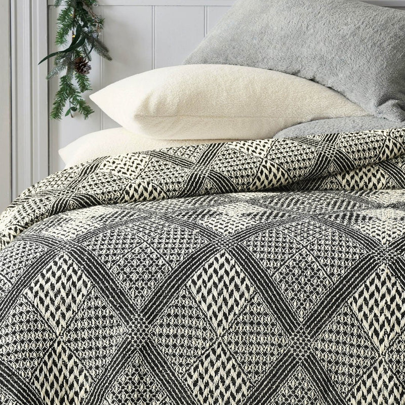 Cotton Throw Bedcover Black