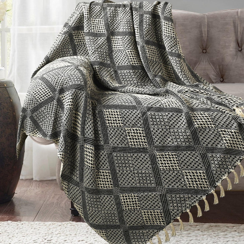 Cotton Throw Bedcover Black