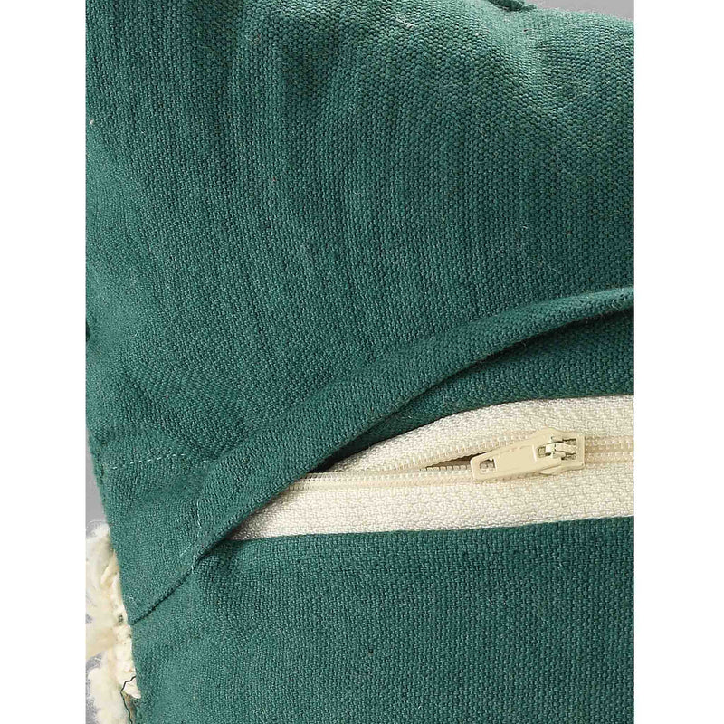 Ivory and Green Christmas Cheer Tufted Cushion Cover