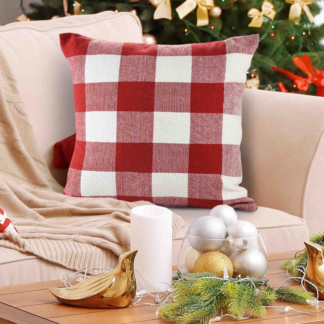 Red Check Cushion Cover